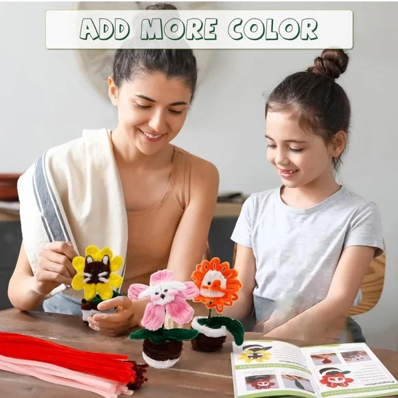 Pipe Cleaner Craft Kits 2 Set Flower Floral Craft Supplies Kids Toys STEM SM4 - Picture 11 of 16